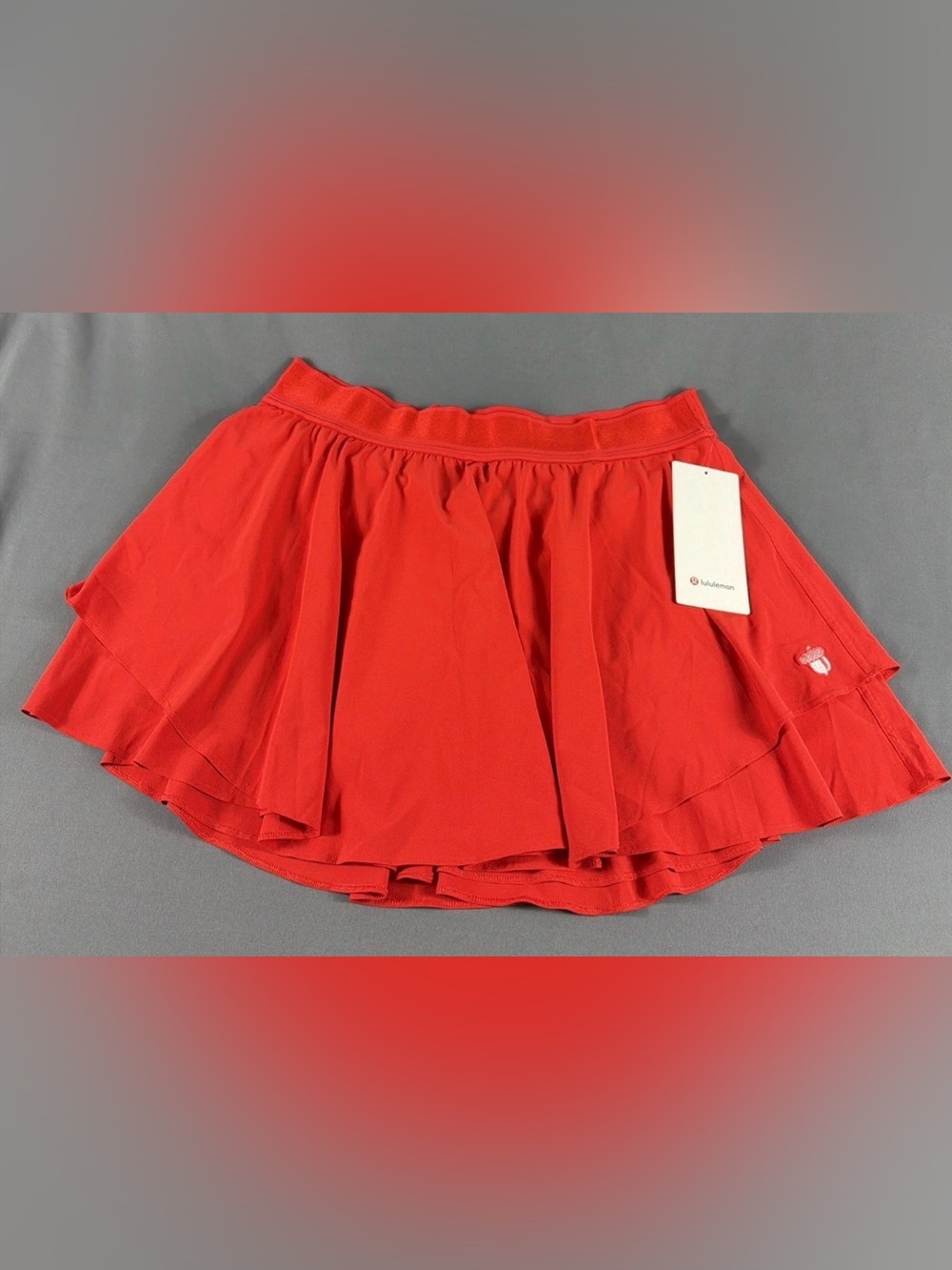 lululemon Golf Skort Waist Logo Court Rival Long 12 Red Polyester Nylon MSRP $88